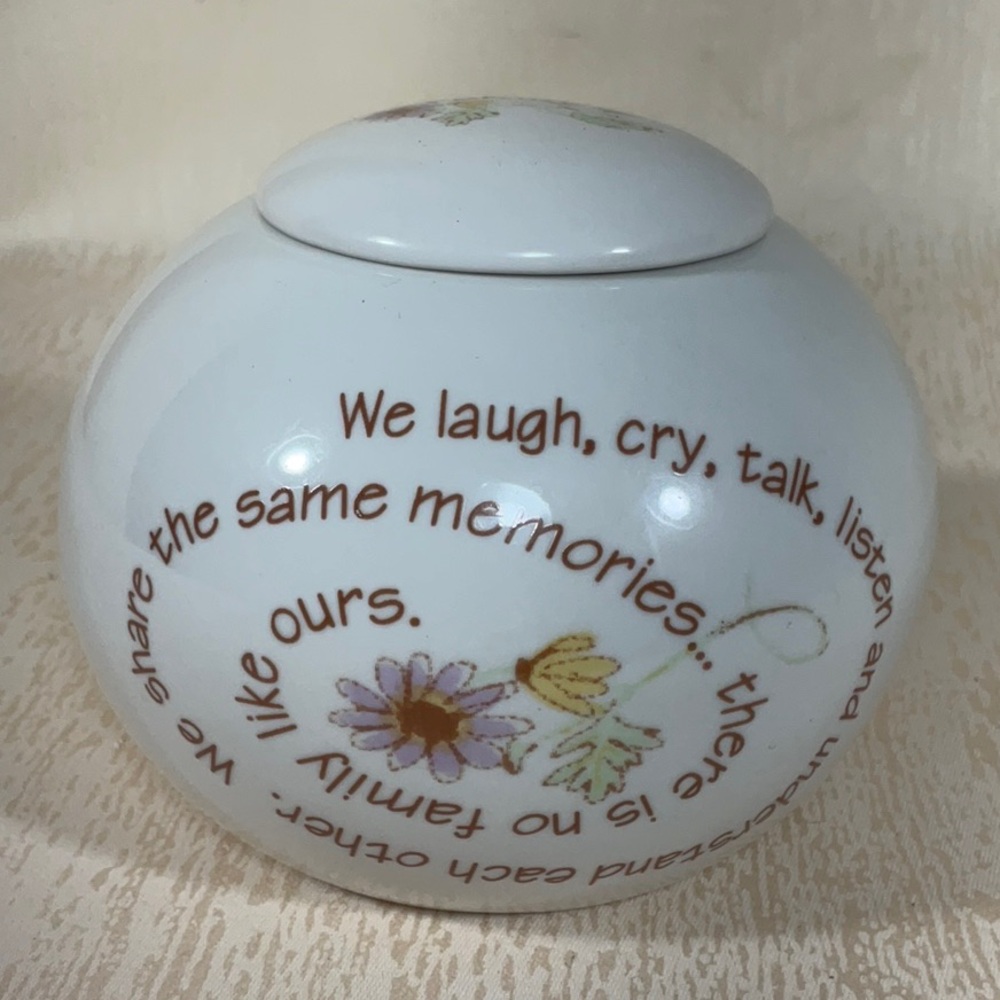 Vintage Ceramic Tea Light Candle-Family- We laugh, cry, talk, listen…